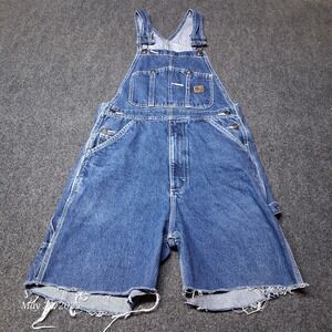 Berne Cut Off Shortalls Overalls Women Size 32 Blue Outdoor Summer